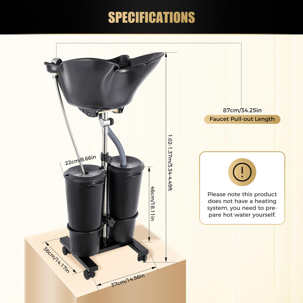 Portable Shampoo Basin with 2 Water Buckets S6565
