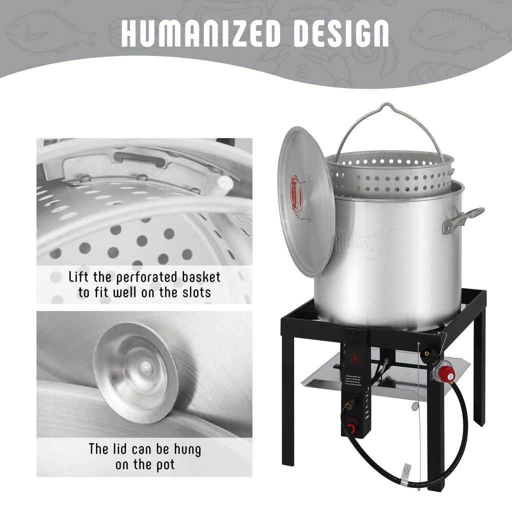 60QT Seafood Boil Pot with Basket and Burner M24121