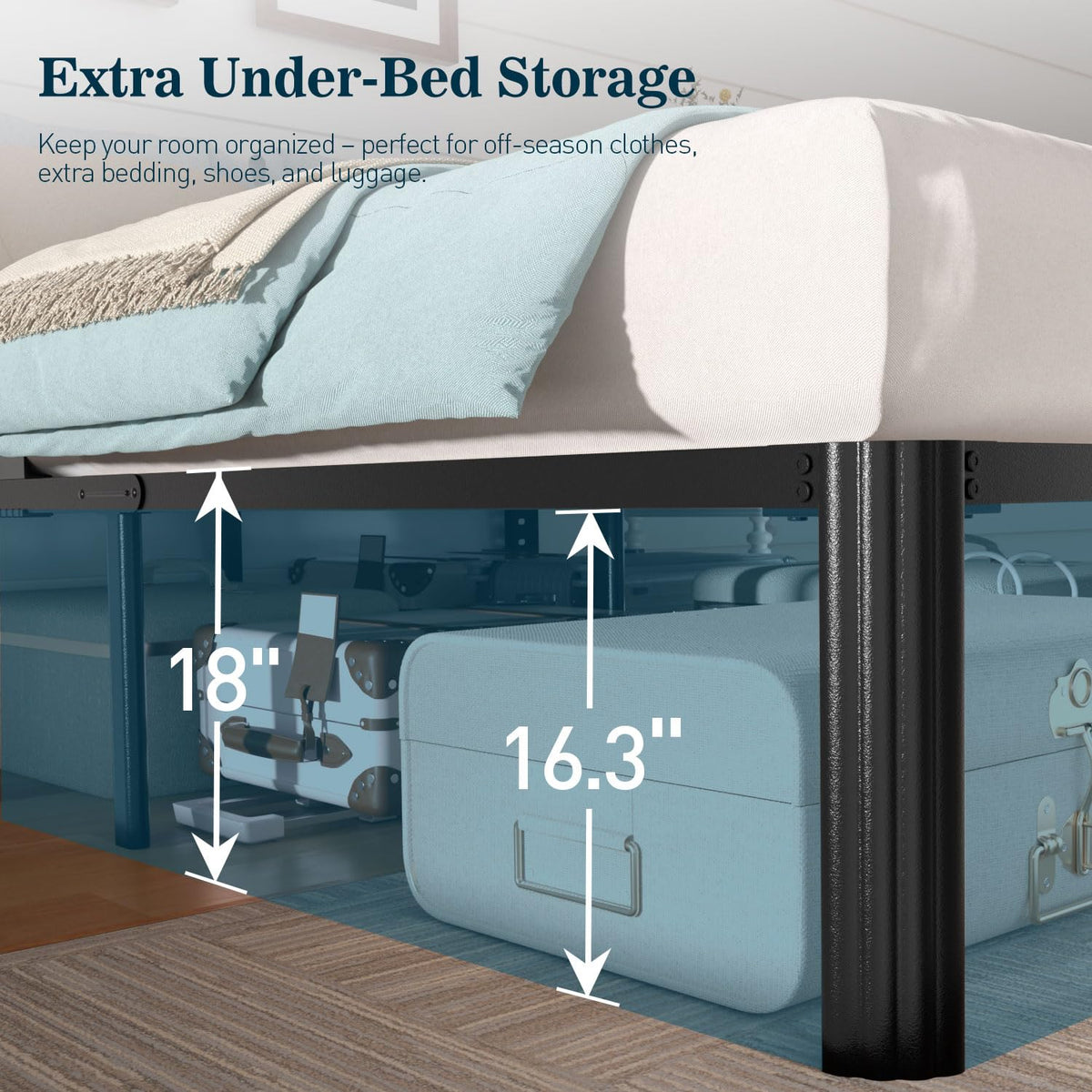 Queen 18 Inch Heavy Duty Metal Platform Bed Frame K763