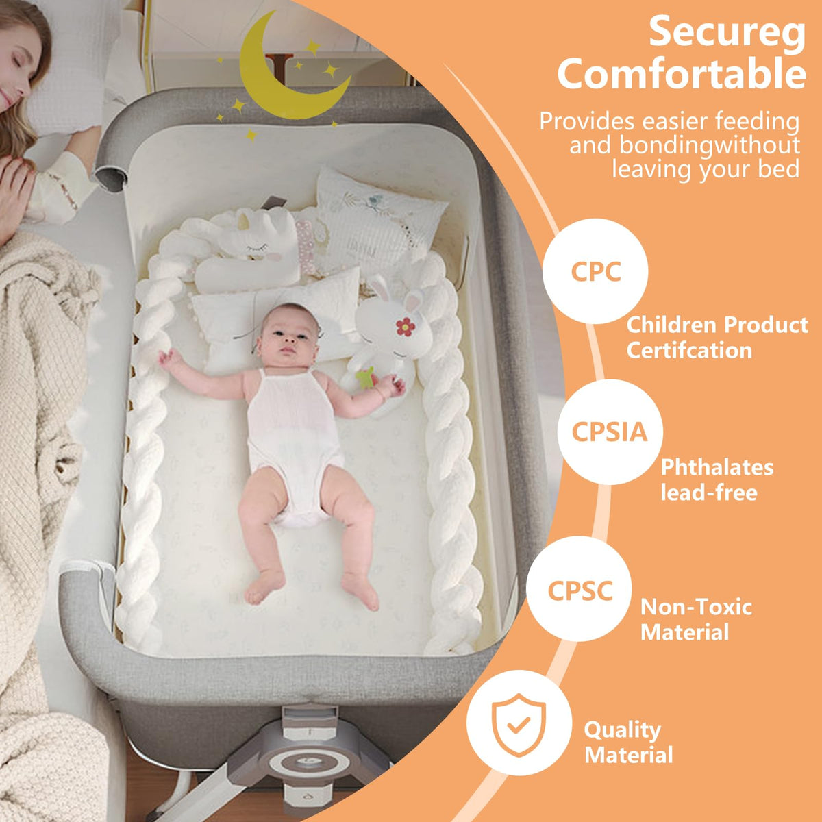 4 in 1 Baby Bassinet Bedside Sleeper with Wheels and Mattress P78944