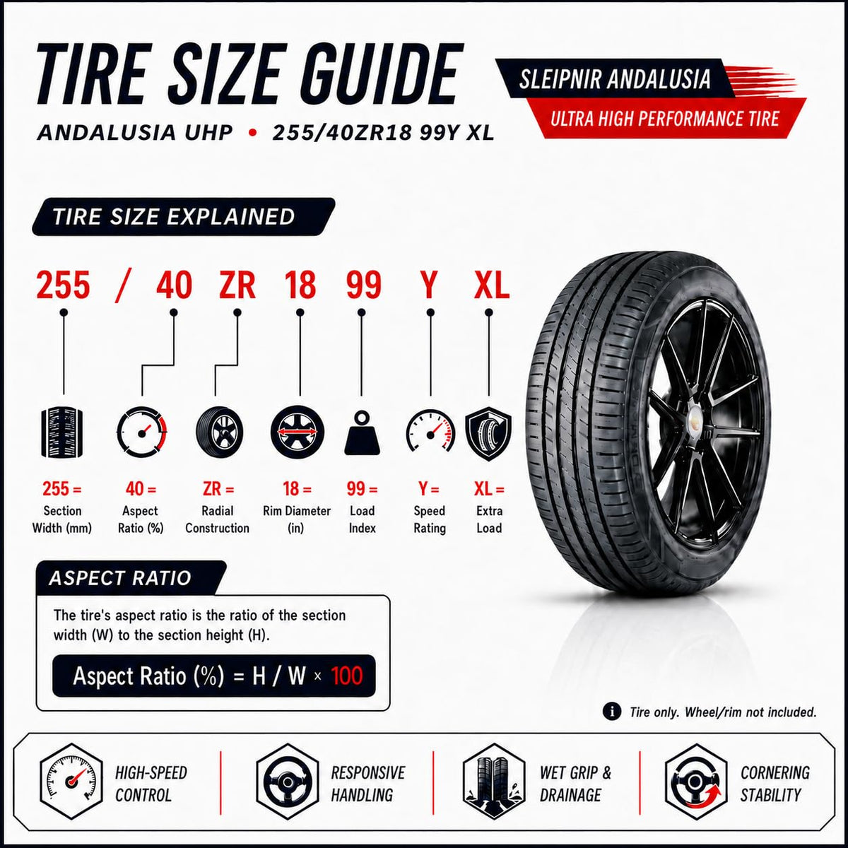 225/40ZR18 92Y XL Ultra High Performance All Season Tires C10464