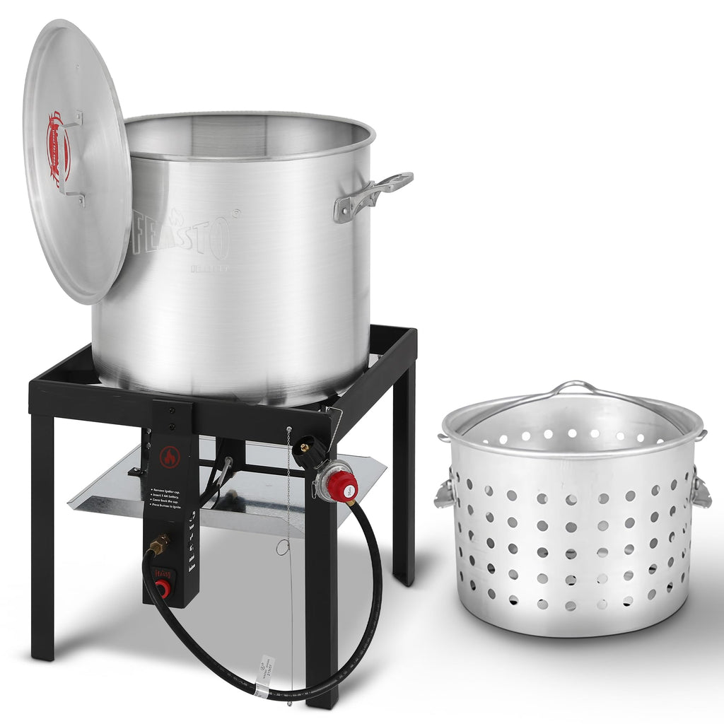 60QT Seafood Boil Pot with Basket and Burner M24121