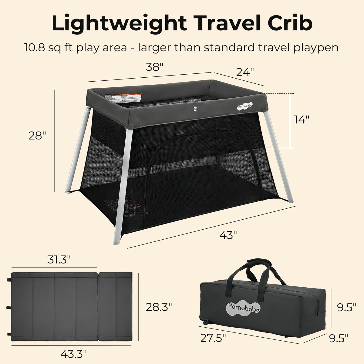 Foldable Portable Playpen with Mattress Y640442