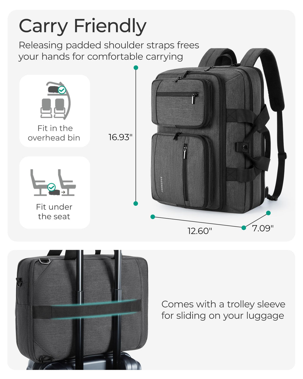 3 In 1 Laptop Bag 17.3 Inch Water-Repellent Black F770591