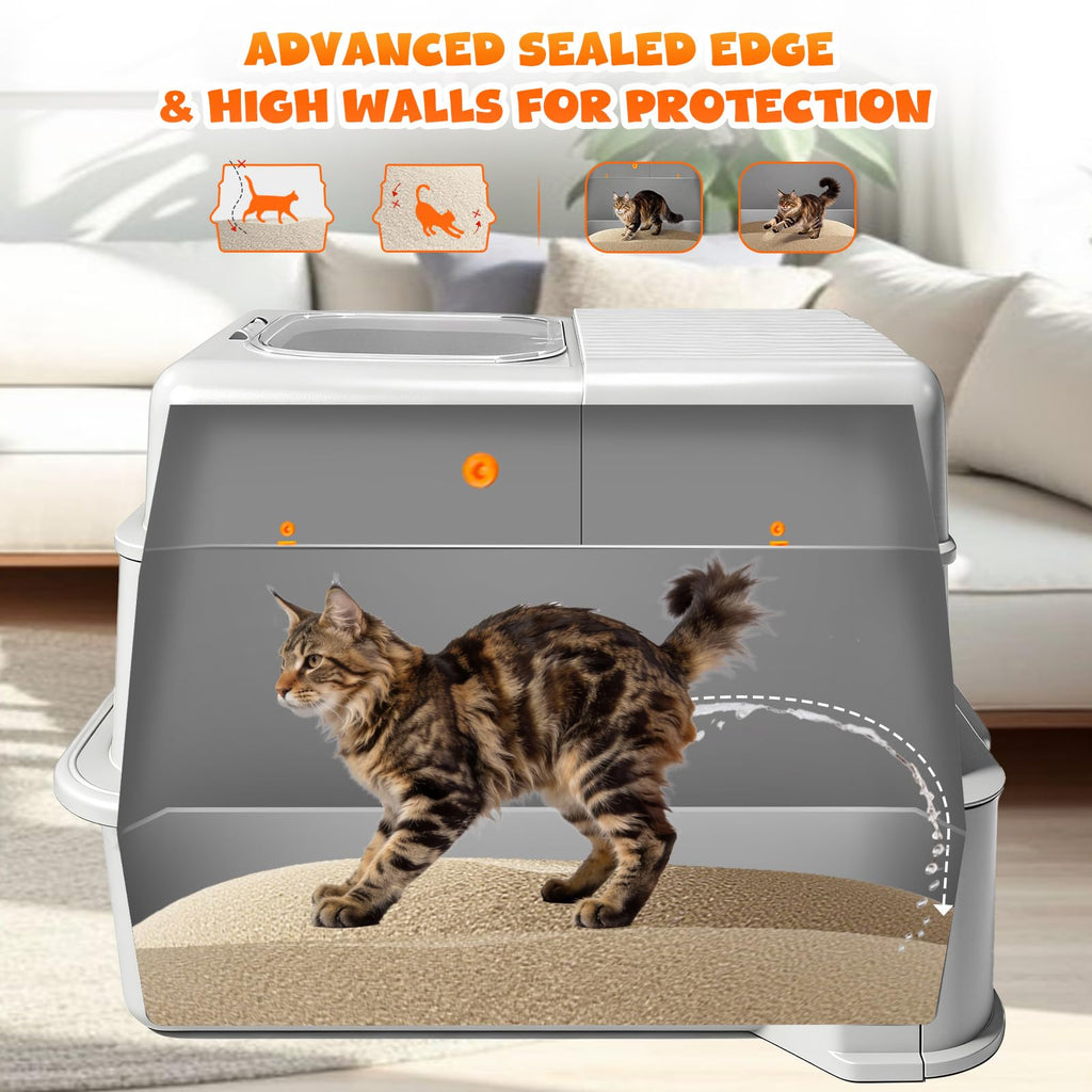 Enclosed Stainless Steel Cat Litter Box with Drawer B851539