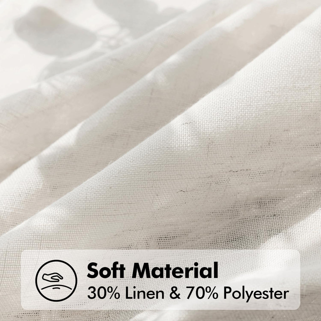 Natural White Semi Sheer Linen Curtains 120 inch 2 Panels X220