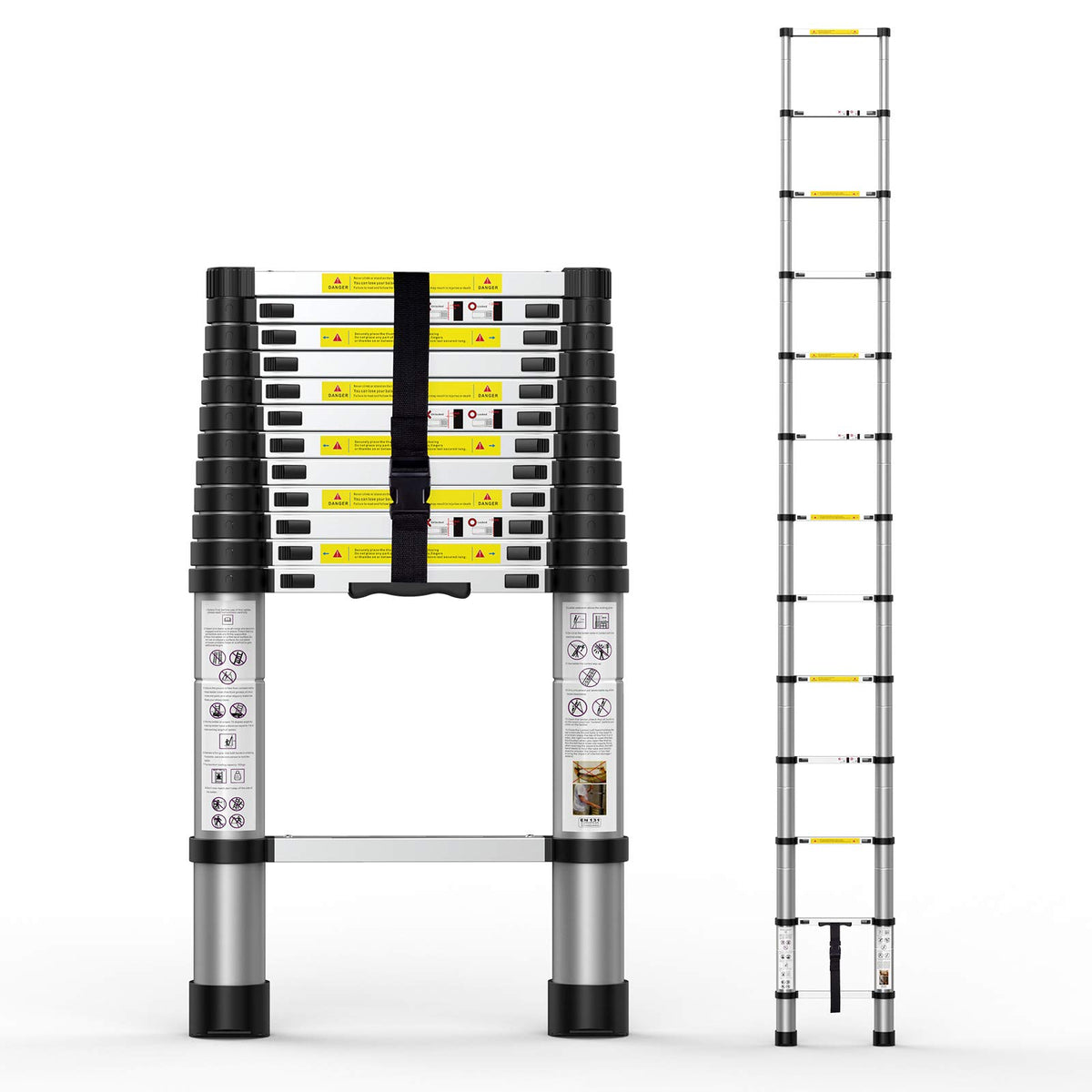 Telescoping Extension Ladder 12.5FT Aluminum with Carry Bag U923623