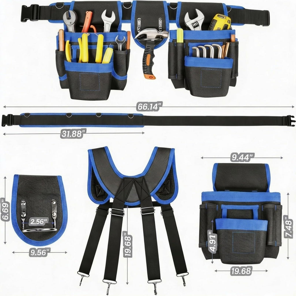 Heavy Duty Magnetic Tool Belt with Suspenders B767000