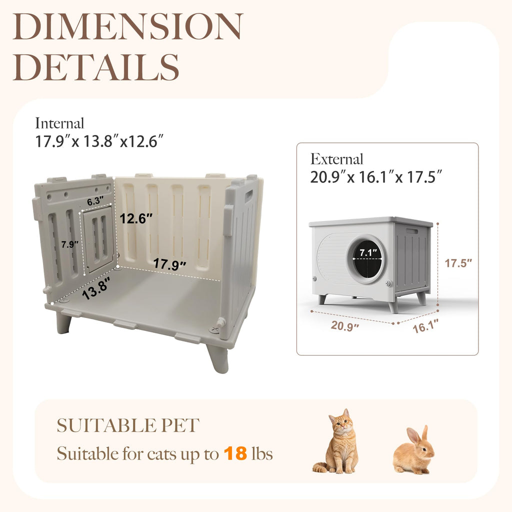Weatherproof Outdoor Cat House with Escape Door B8307