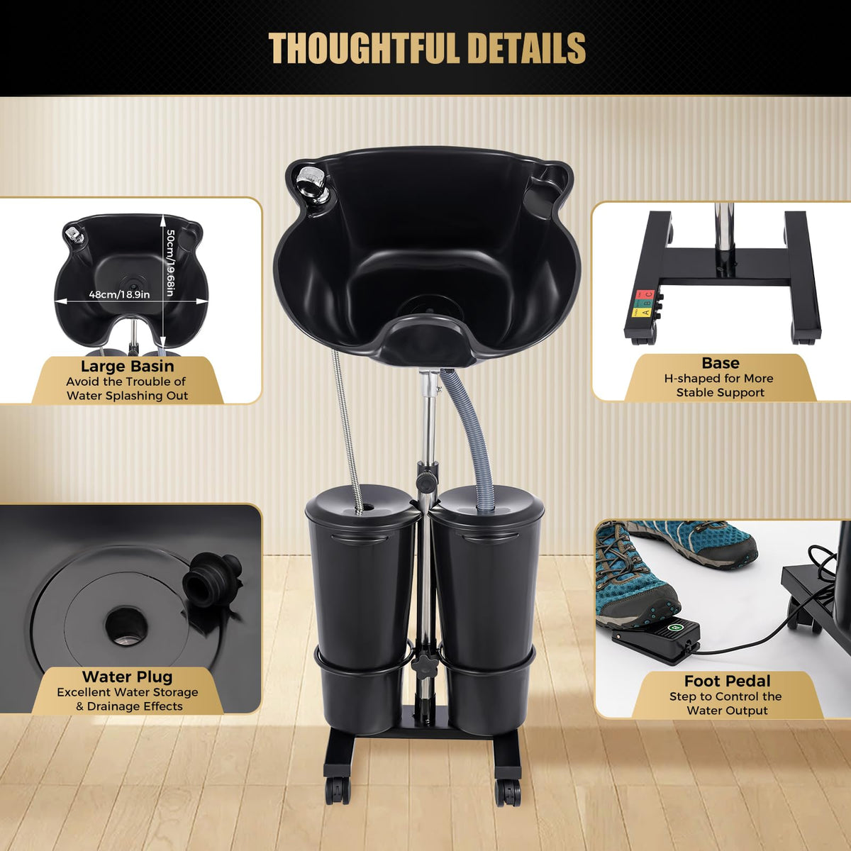 Portable Shampoo Basin with 2 Water Buckets S6565