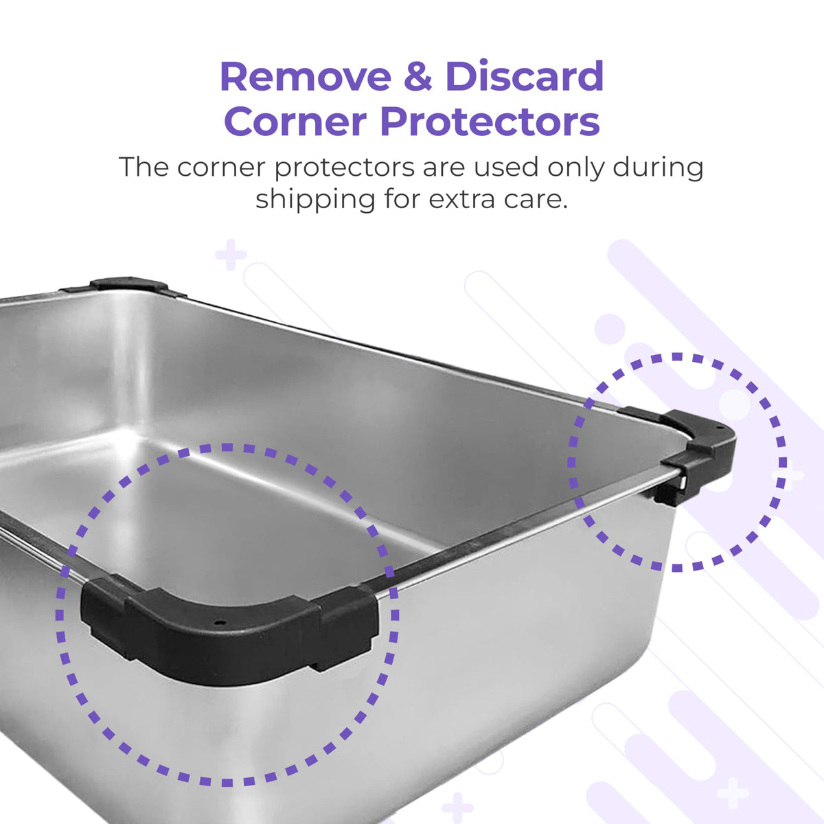 Stainless Steel Cat Litter Box Set with Scooper and Litter Mat R891332