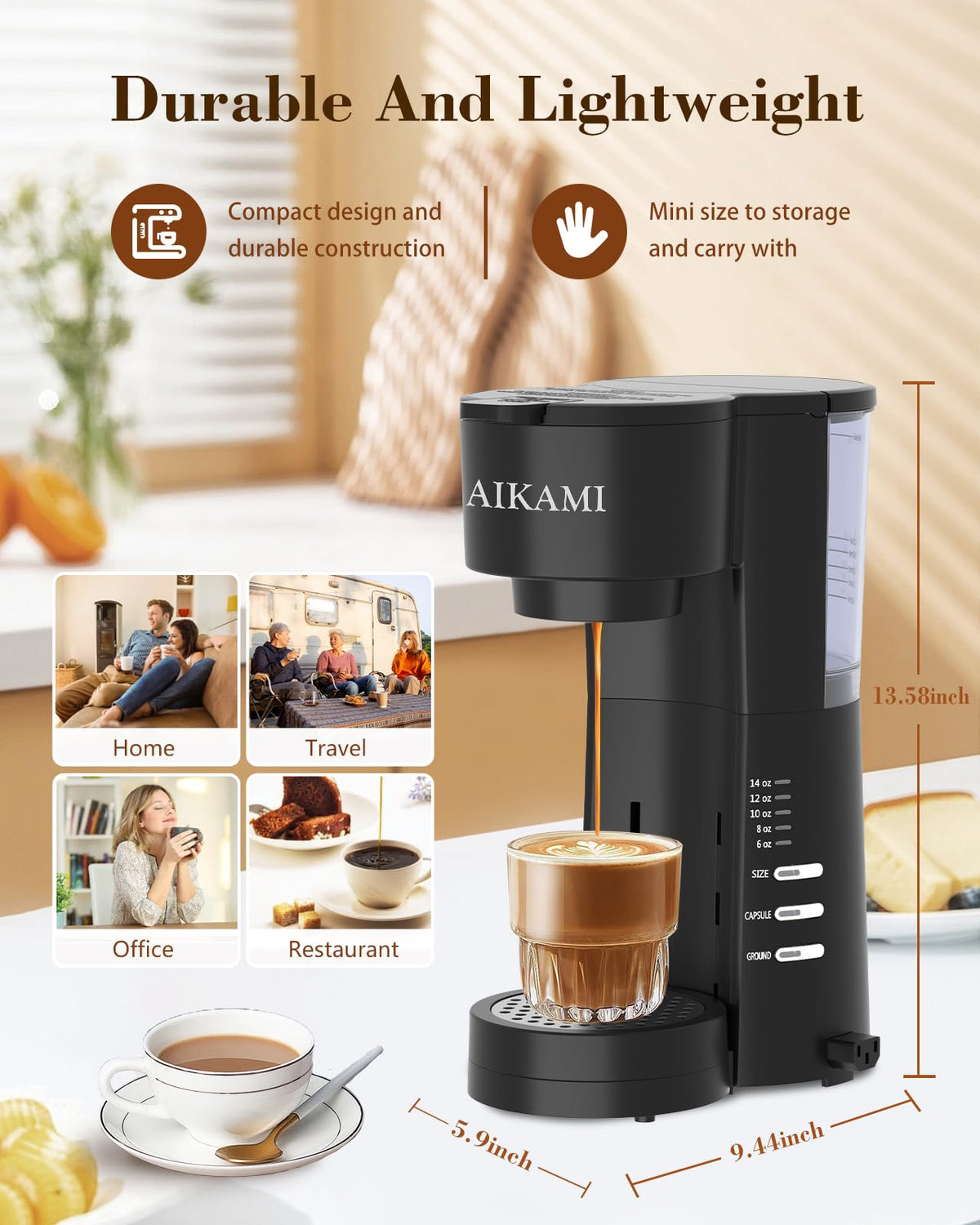 4 IN 1 Single Serve Coffee Maker with Milk Frother and Coffee Grinder U48948