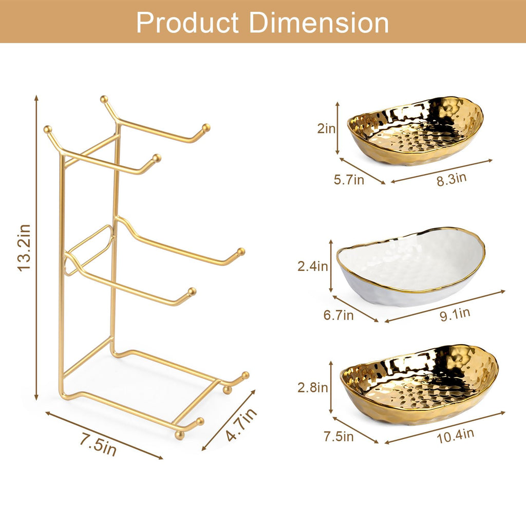 3 Tier Ceramic Fruit Basket with Metal Stand Y222129