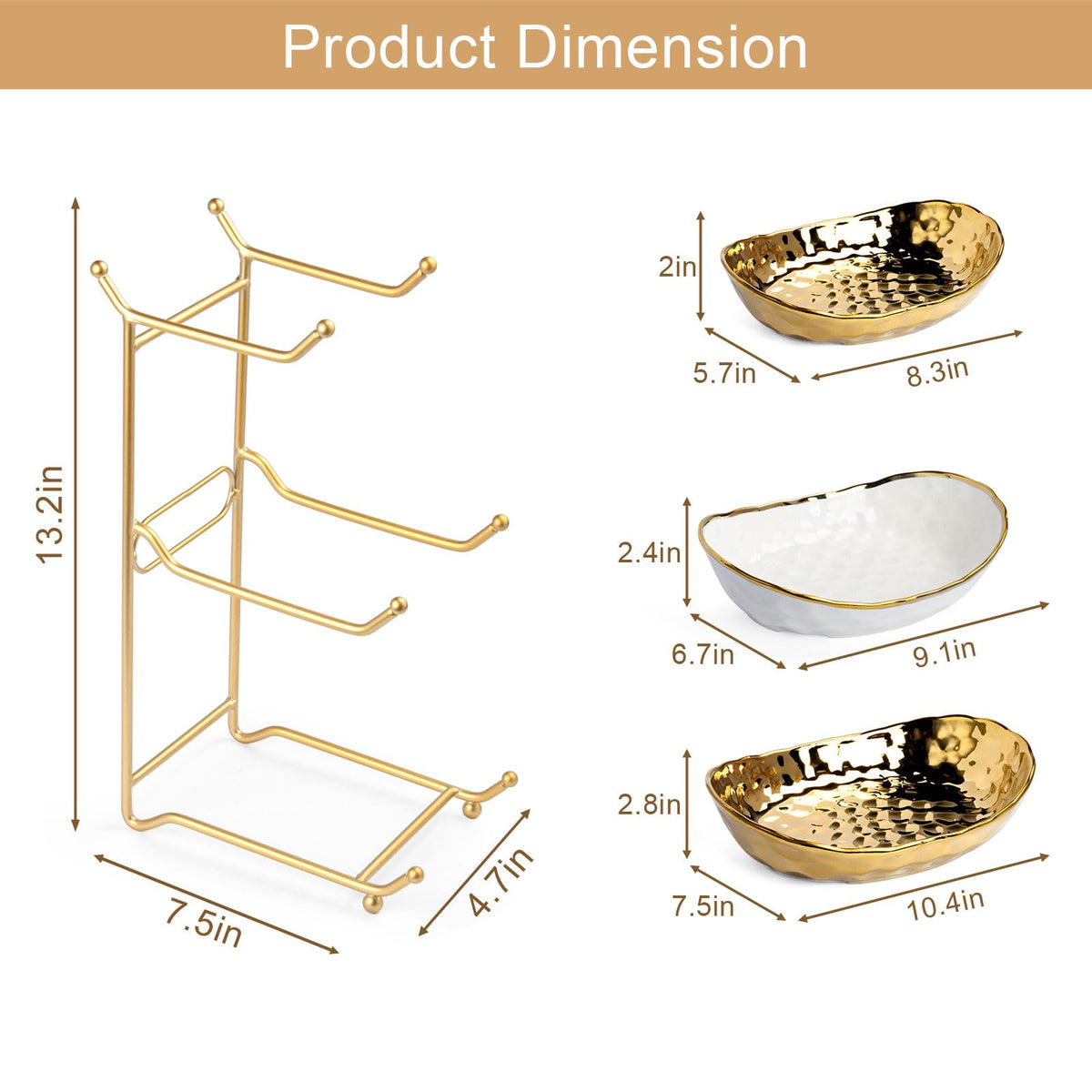 3 Tier Ceramic Fruit Basket with Metal Stand Y222129