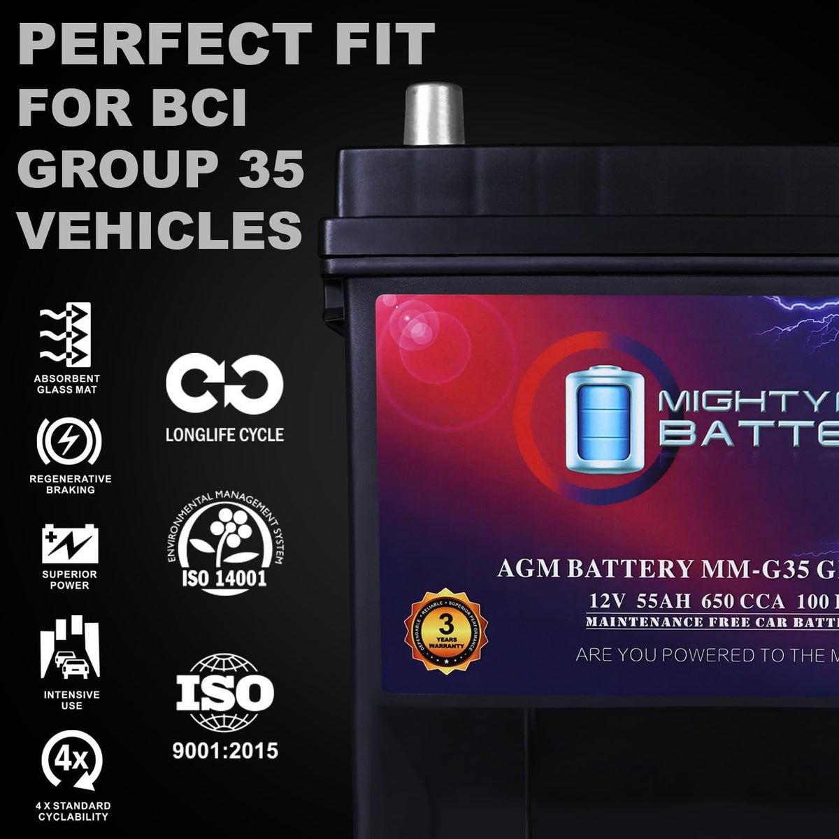 12V 55Ah AGM Replacement Battery M87684