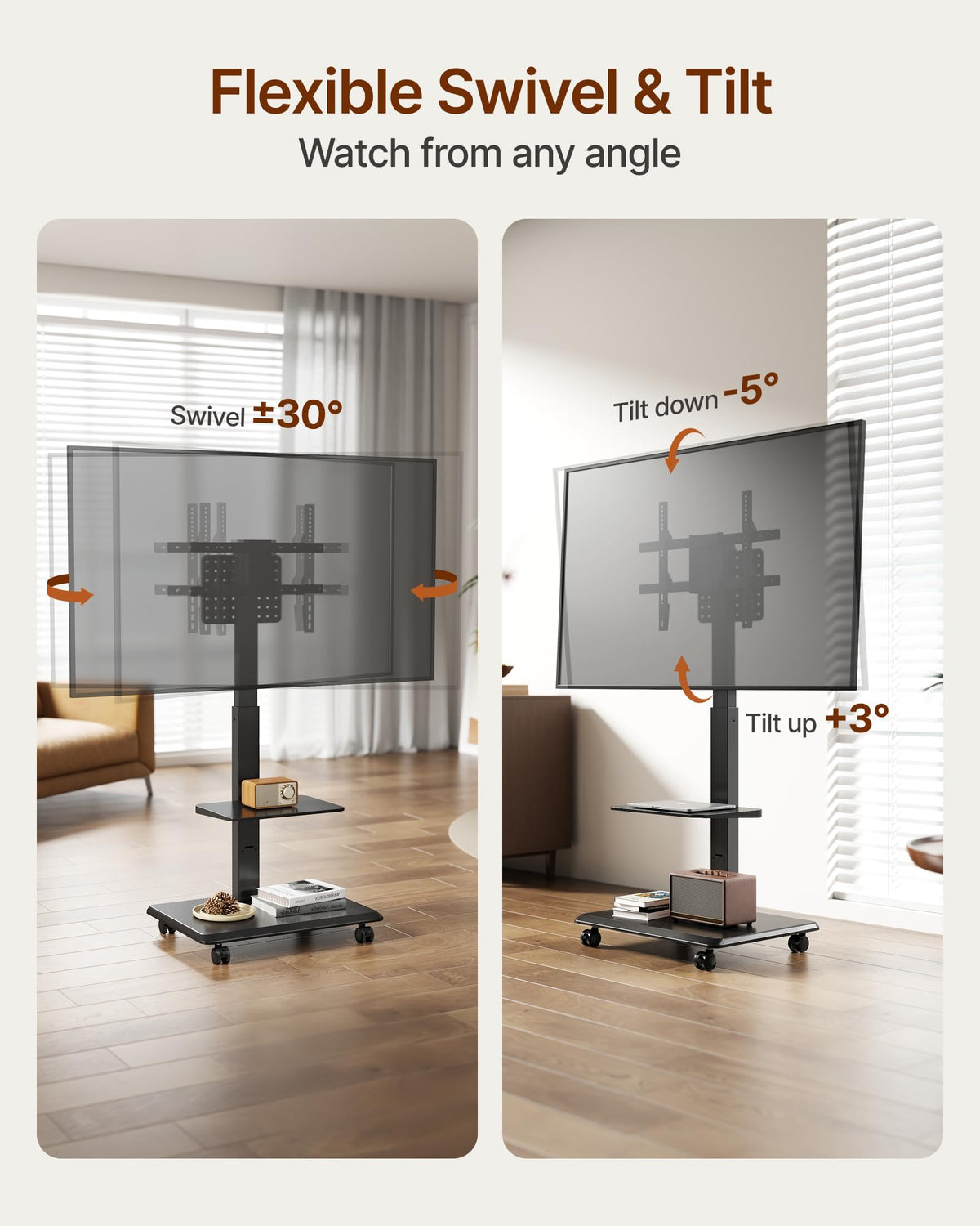 Black Rolling TV Stand for 37-86 Inch TVs Z756156
