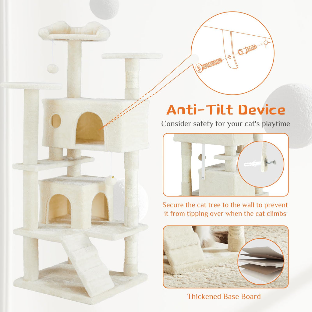 54-inch Cat Tree Tower with Scratching Posts I816665