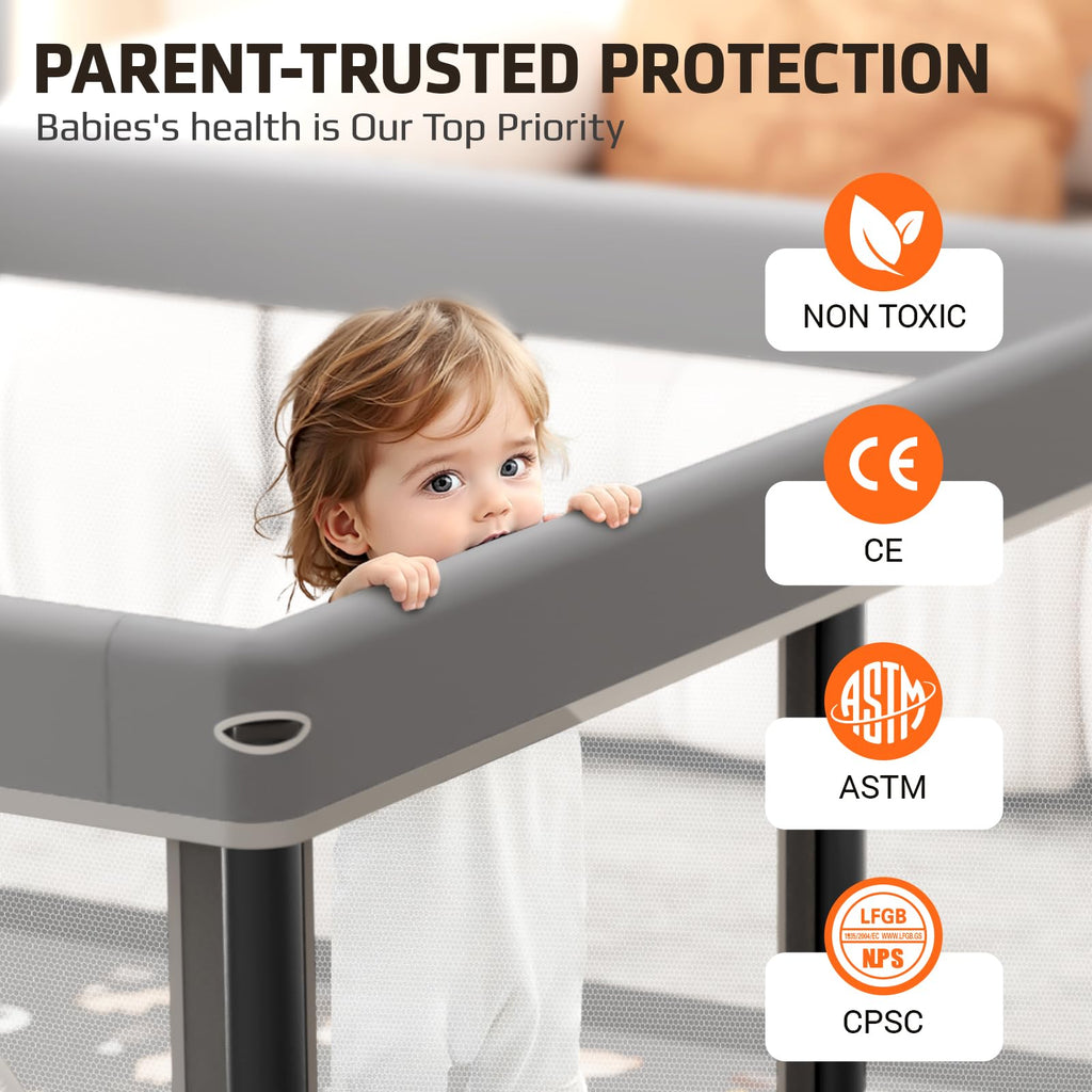 Foldable Baby Playpen with Mat and Travel Pack T408