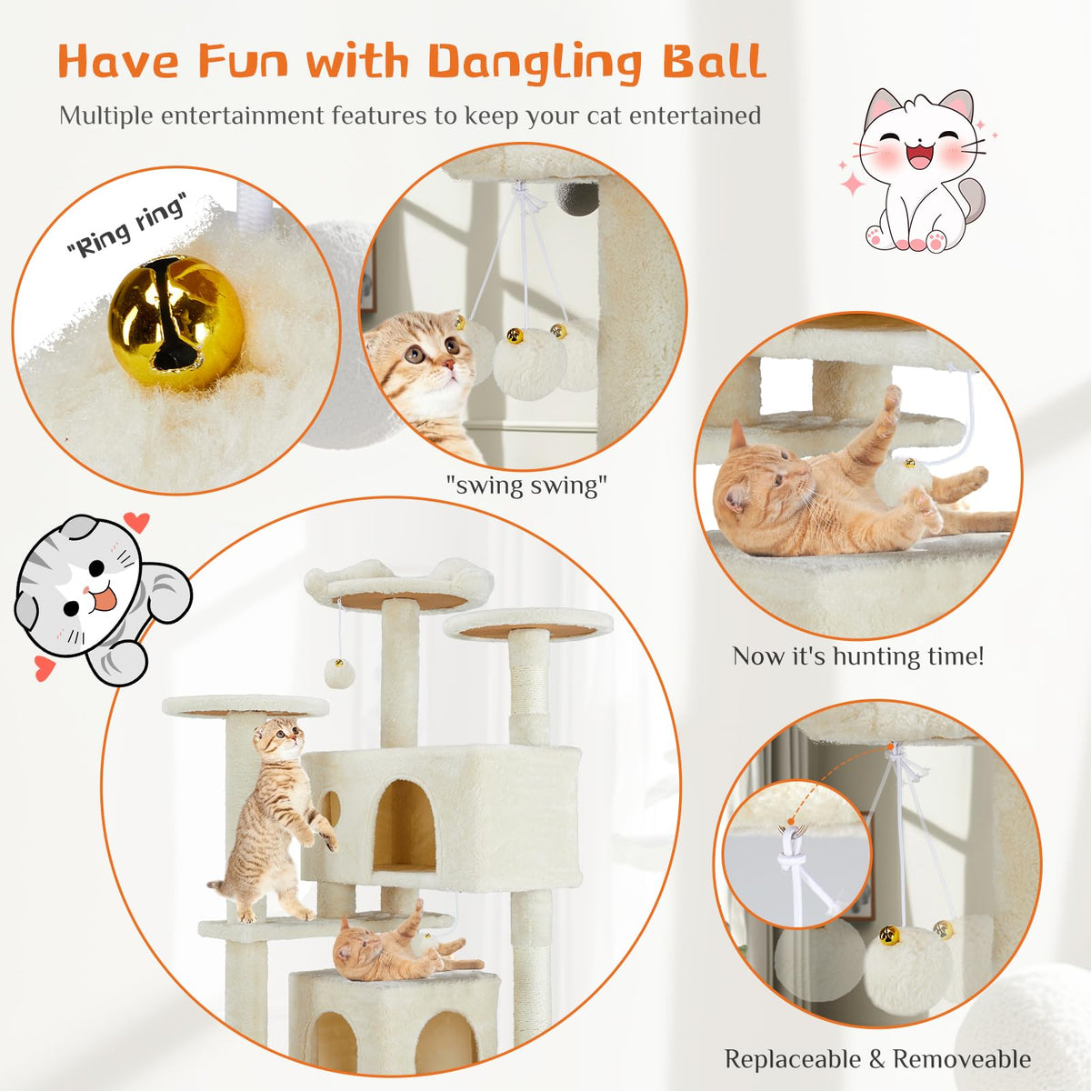 54-inch Cat Tree Tower with Scratching Posts I816665