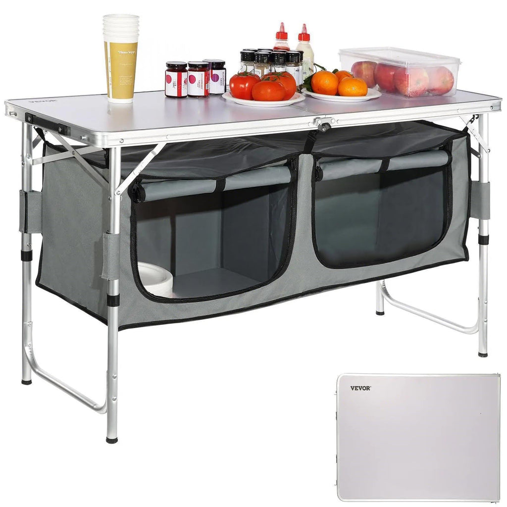 Folding Camping Cooking Table with Storage Organizer K7614