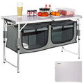 Folding Camping Cooking Table with Storage Organizer K7614