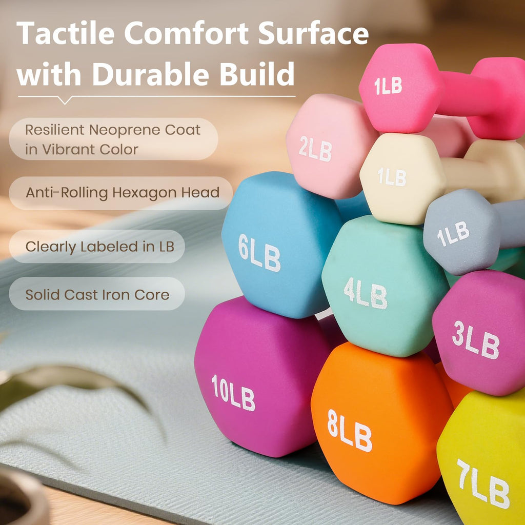 Set of 2 Neoprene Coated Hex Dumbbells V9532