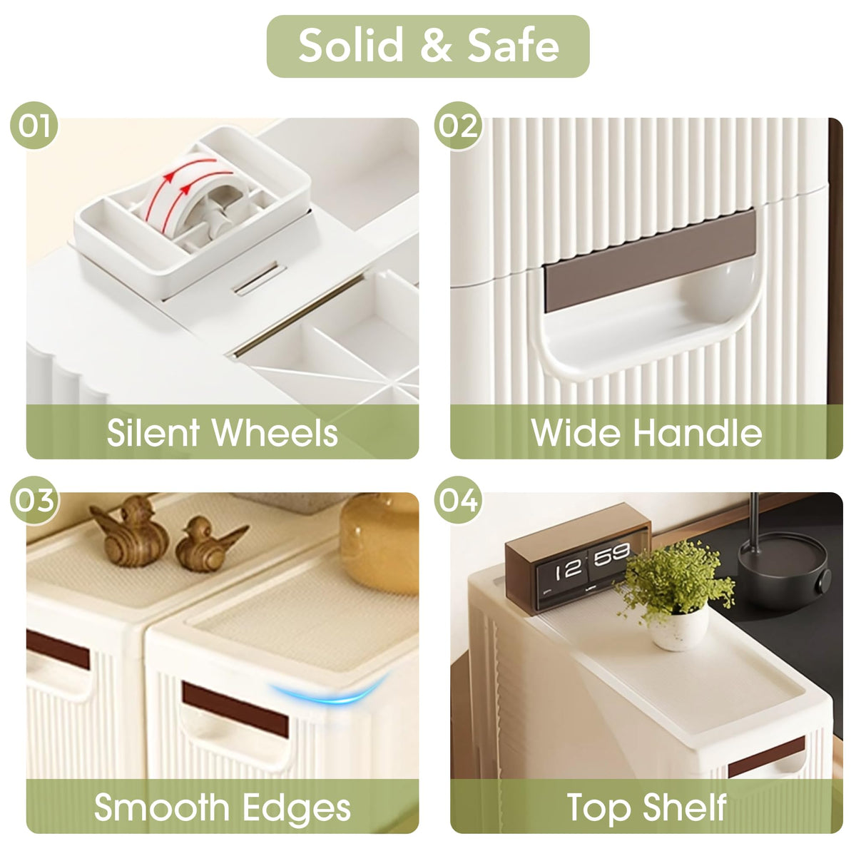White 3 Drawers Narrow Plastic Bathroom Storage Cabinet Y361