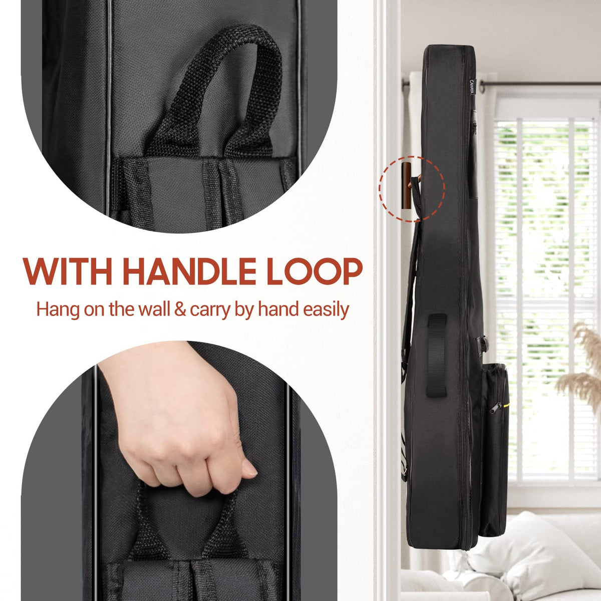 41 In 0.35 In Thick Padding Soft Guitar Bag Black Y793383