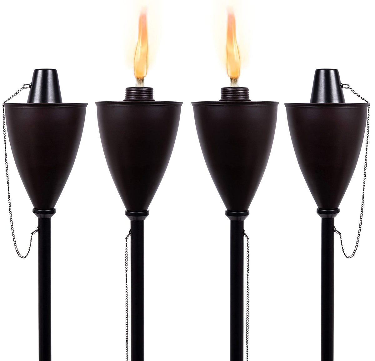 Outdoor Torches, Citronella Oil Compatible, Conical Bronze, 4 Pack C651405