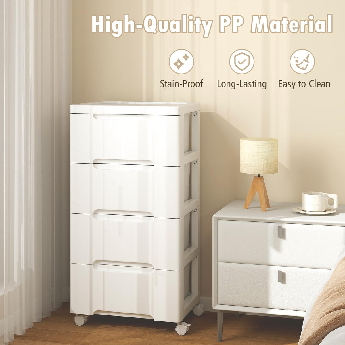 White 5 Drawer Rolling Plastic Storage Cart R984