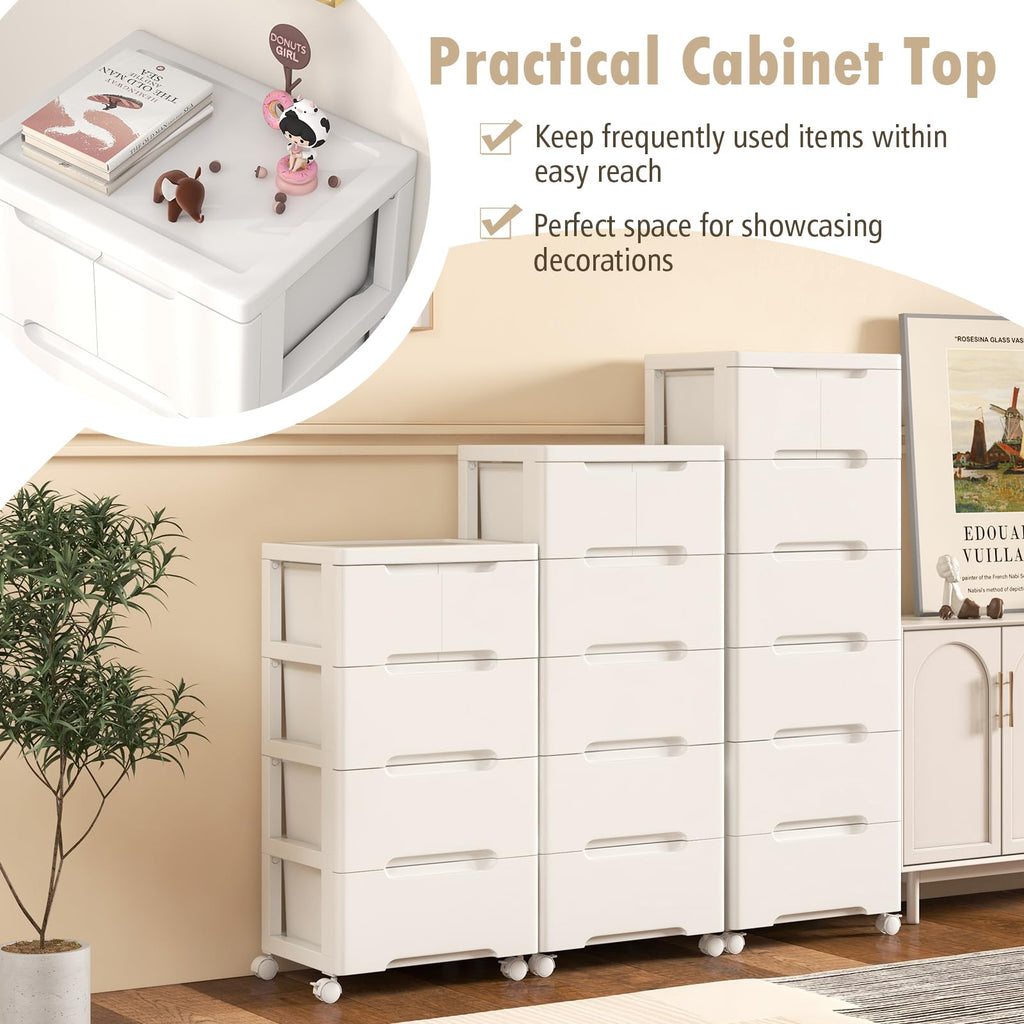 White 5 Drawer Rolling Plastic Storage Cart R984