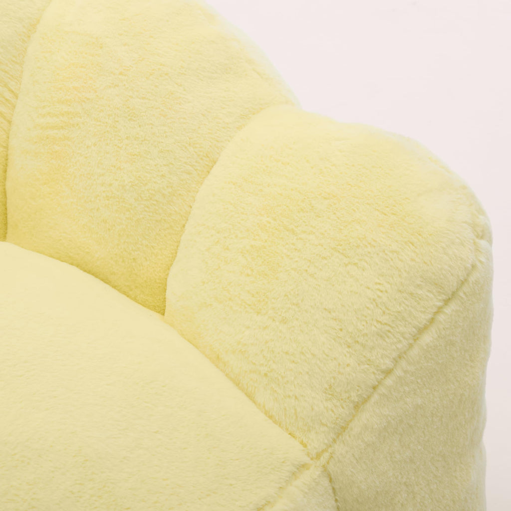 Large Yellow Faux Fur Bean Bag Chair B109853