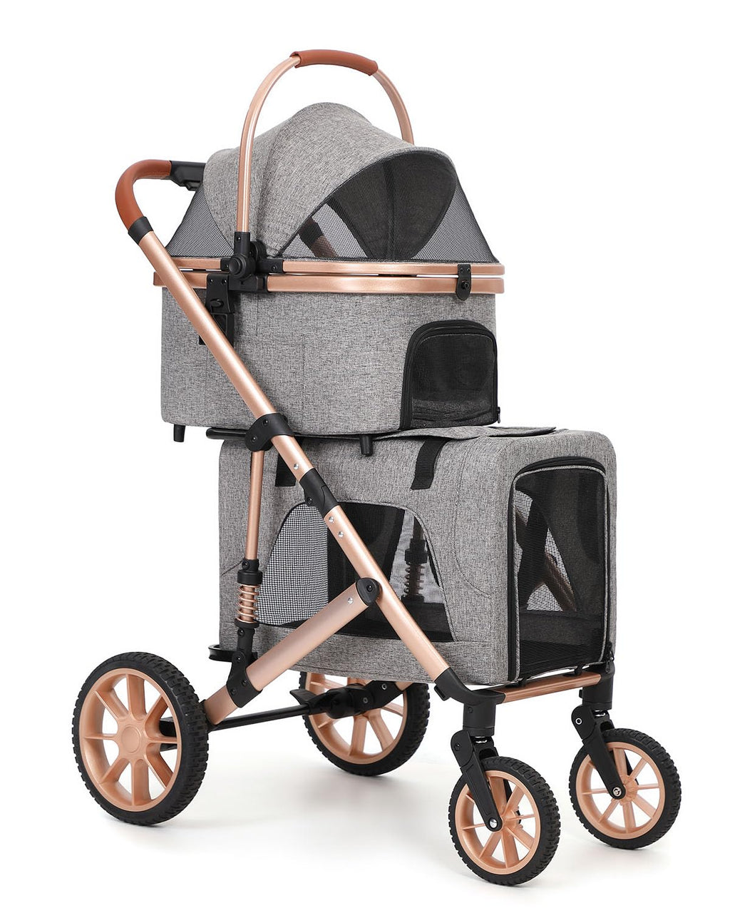 Double Pet Stroller with 2 Detachable Carriers E303402