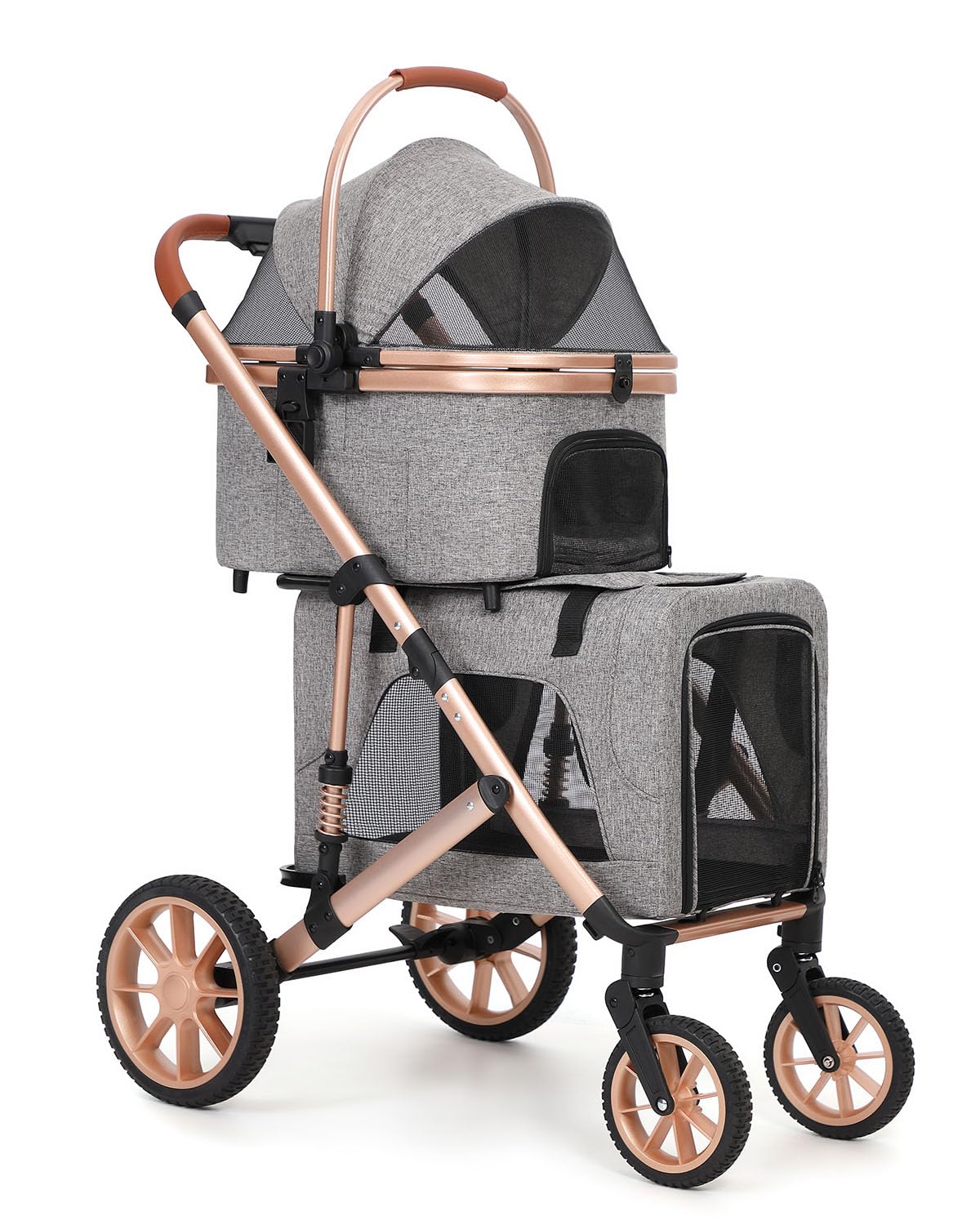 Double Pet Stroller with 2 Detachable Carriers E303402