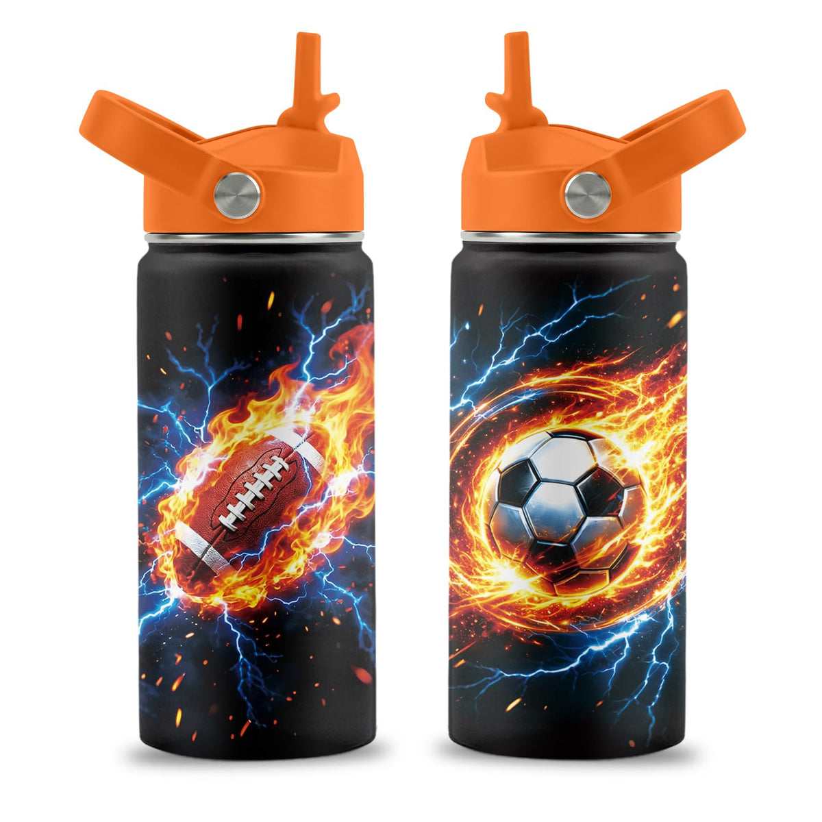 16 oz Stainless Steel Insulated Water Bottle with Straw Lid, 2 Pack W168