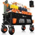 Foldable Beach Wagon with Big Balloon Wheels, 560lbs, Black V56136