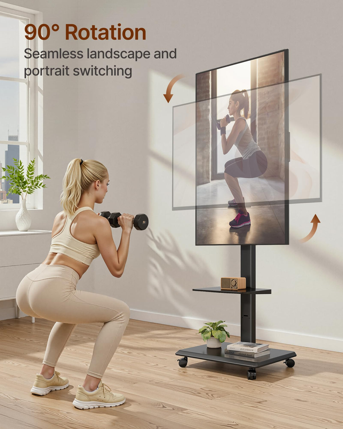 Black Rolling TV Stand for 37-86 Inch TVs Z756156