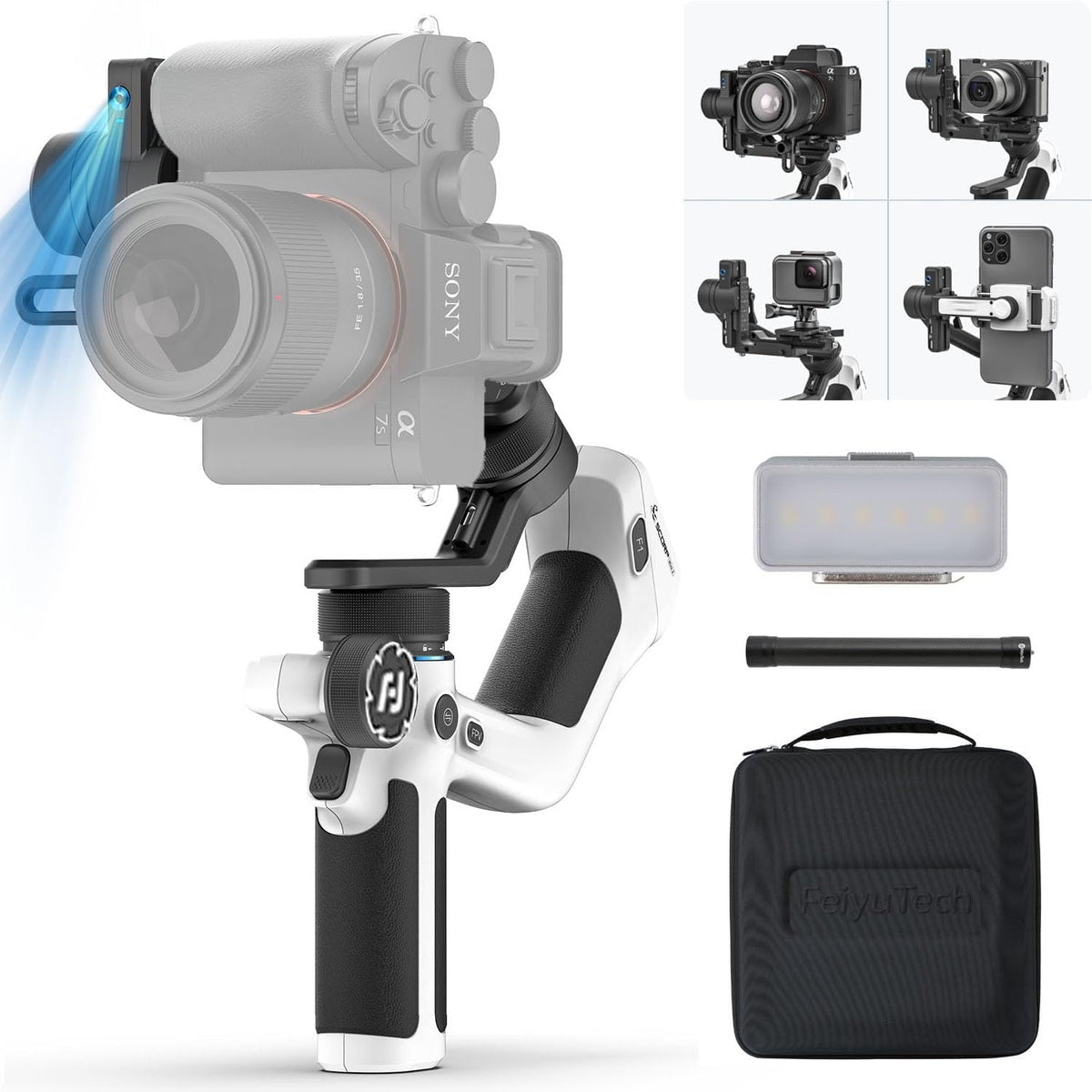 White 3-Axis Camera Stabilizer Gimbal R188