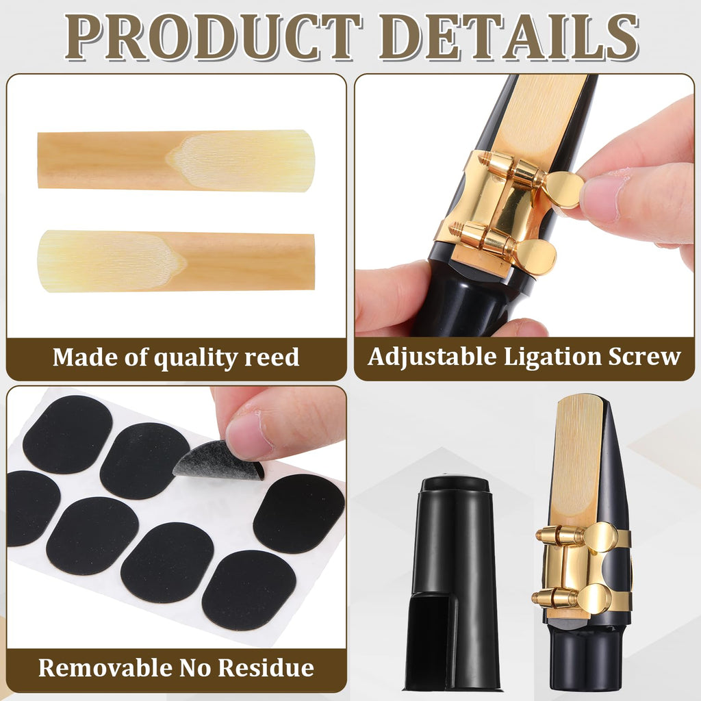 Alto Saxophone Mouthpiece Kit with Ligature, Cap, 21 Reeds, Pads and Storage Case J164