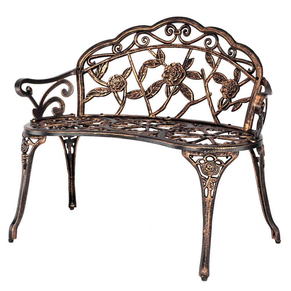 38.5" Metal Rose Bench for 2 Person Seat J825