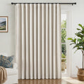 Linen Textured 100% Blackout Sliding Door Curtains 102x84 Beige V846