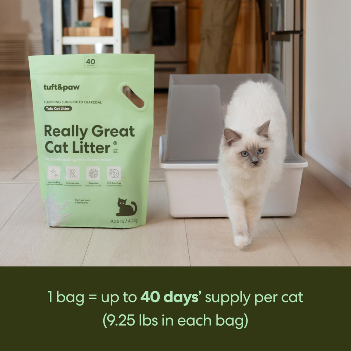 Tofu Cat Litter Clumping Flushable Unscented 9.25lbs 2Bags L28139