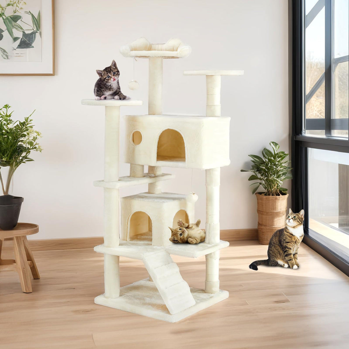 54-inch Cat Tree Tower with Scratching Posts I816665