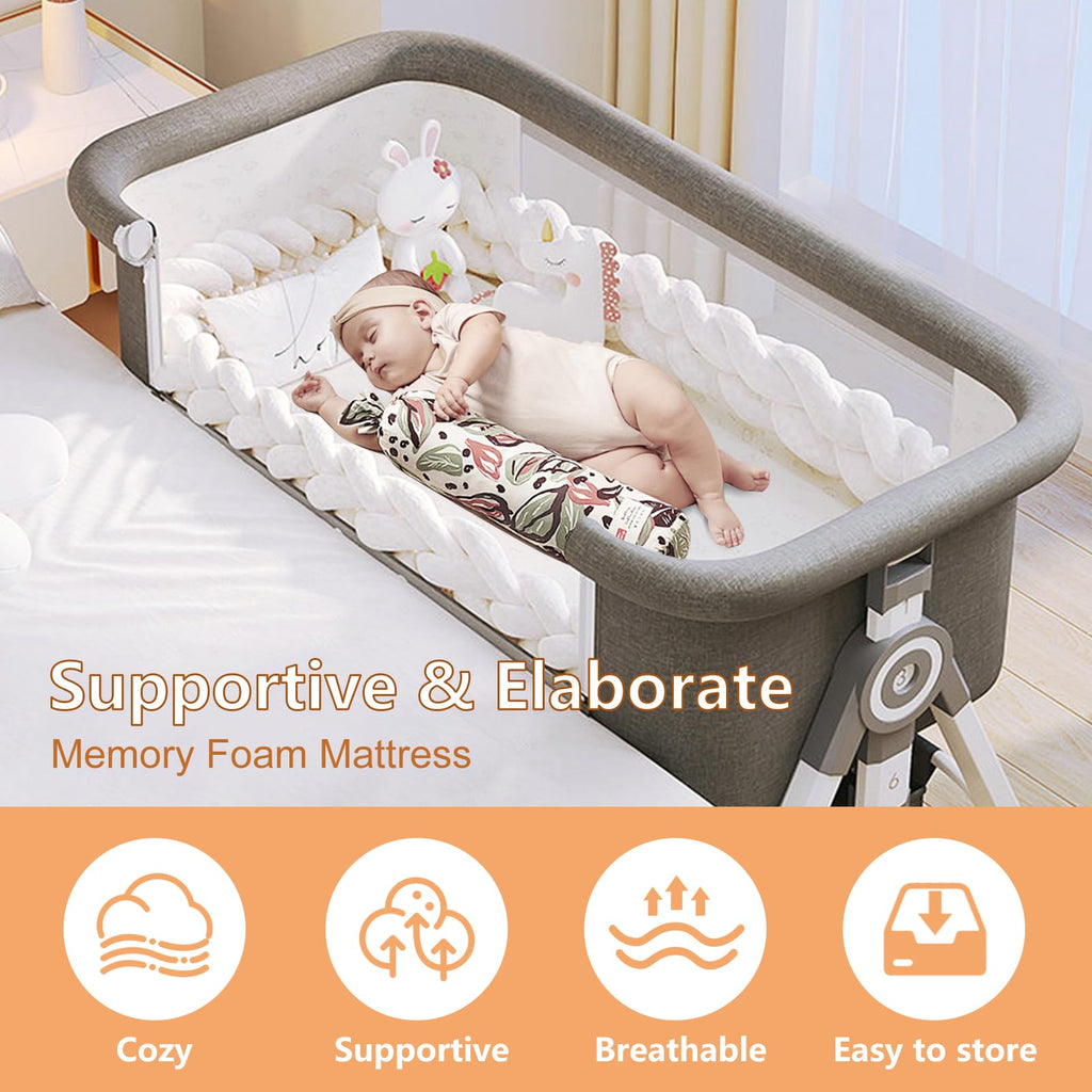 4 in 1 Baby Bassinet Bedside Sleeper with Wheels and Mattress P78944