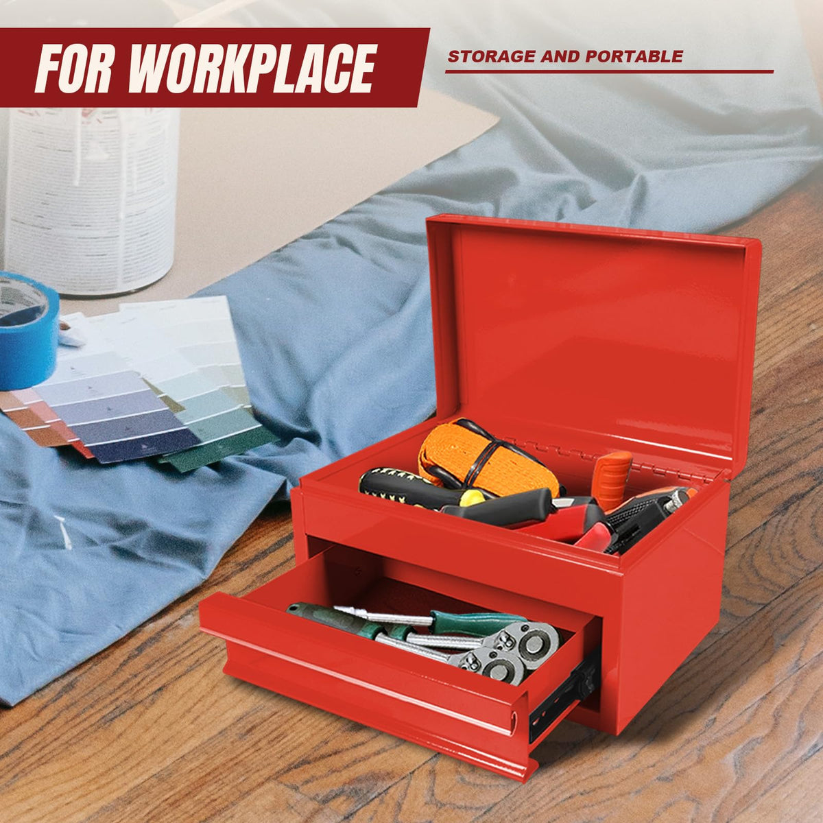 10" Mini Portable Steel Tool Box with Drawer A941
