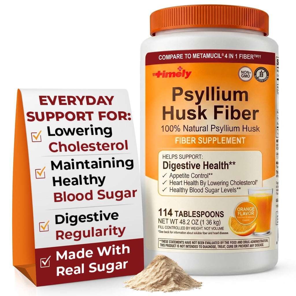 Psyllium Husk Powder Fiber Supplement Orange Flavor 48.2 oz T739