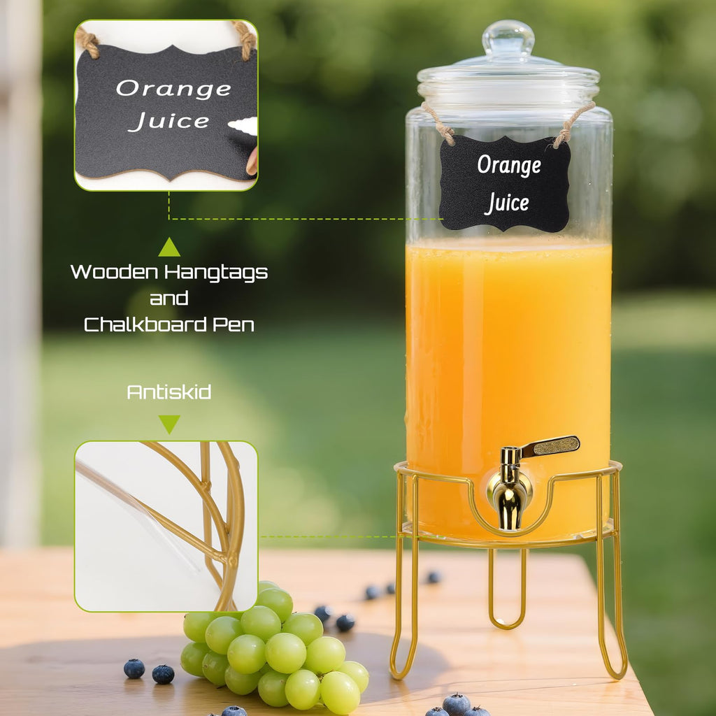 1.5 Gallon Glass Drink Dispensers with Stainless Steel Spigot Y38299