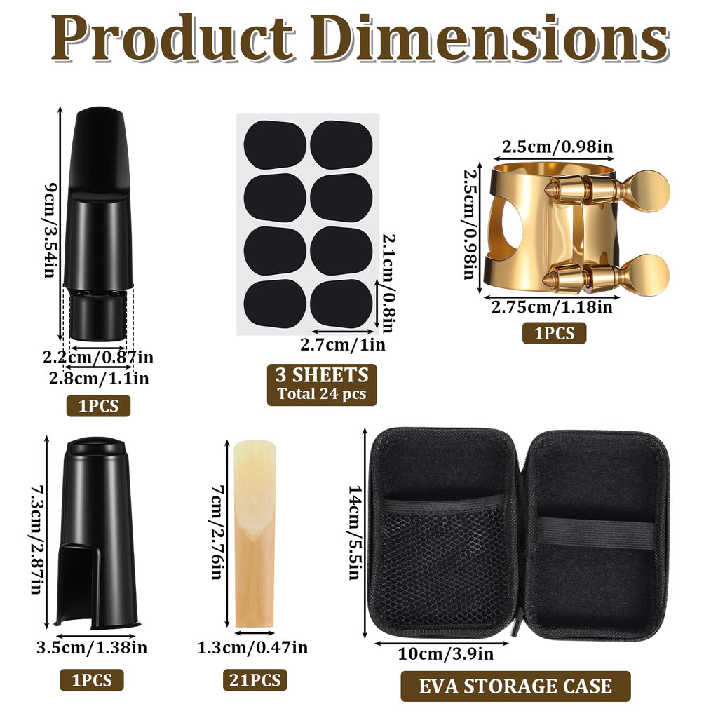 Alto Saxophone Mouthpiece Kit with Ligature, Cap, 21 Reeds, Pads and Storage Case J164