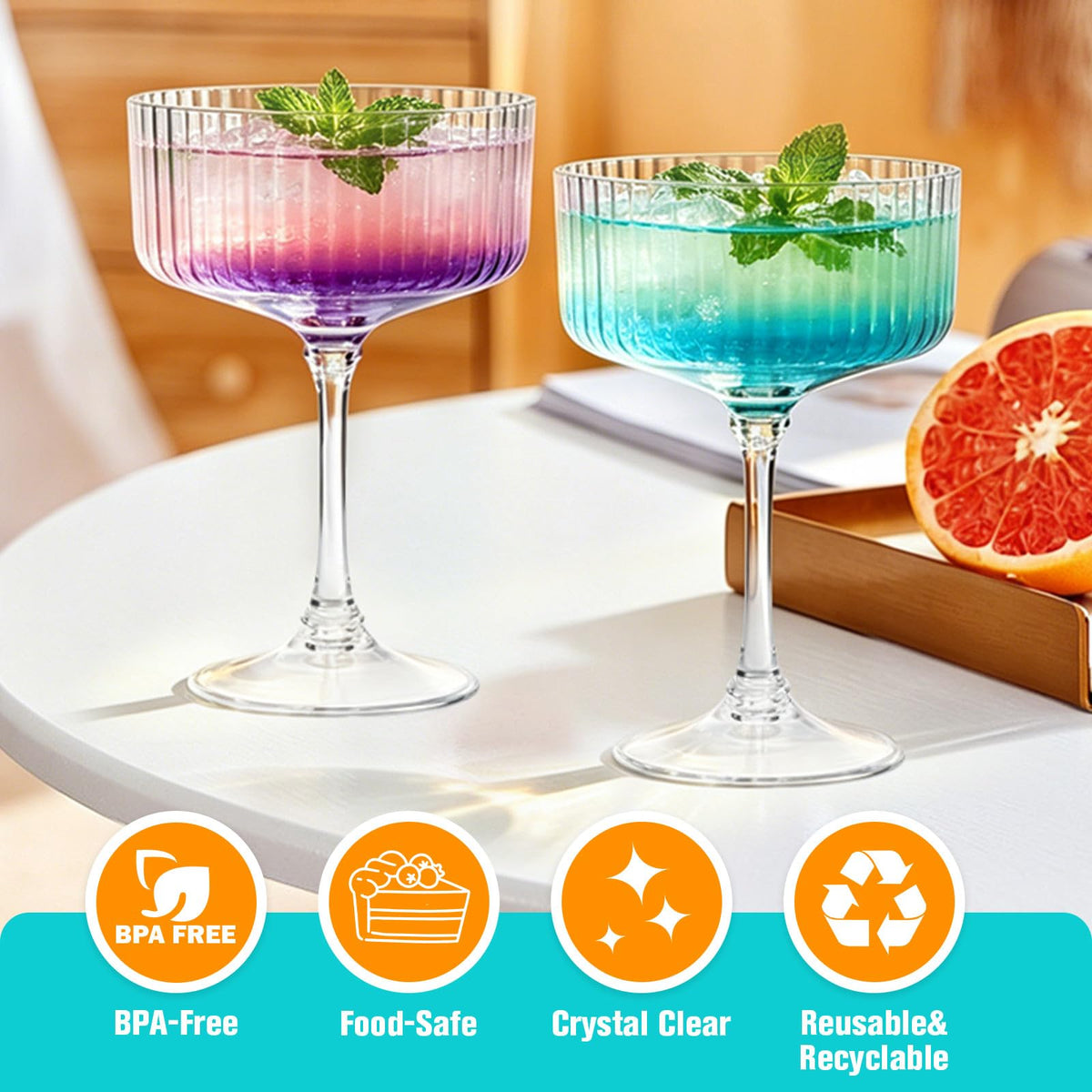 12 Pcs 10oz Plastic Martini Glasses W115