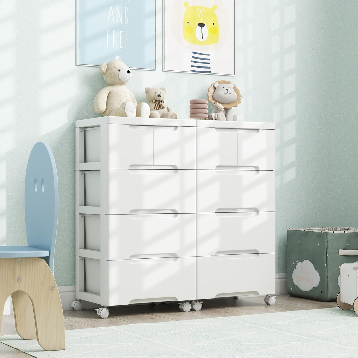 White 5 Drawer Rolling Plastic Storage Cart R984